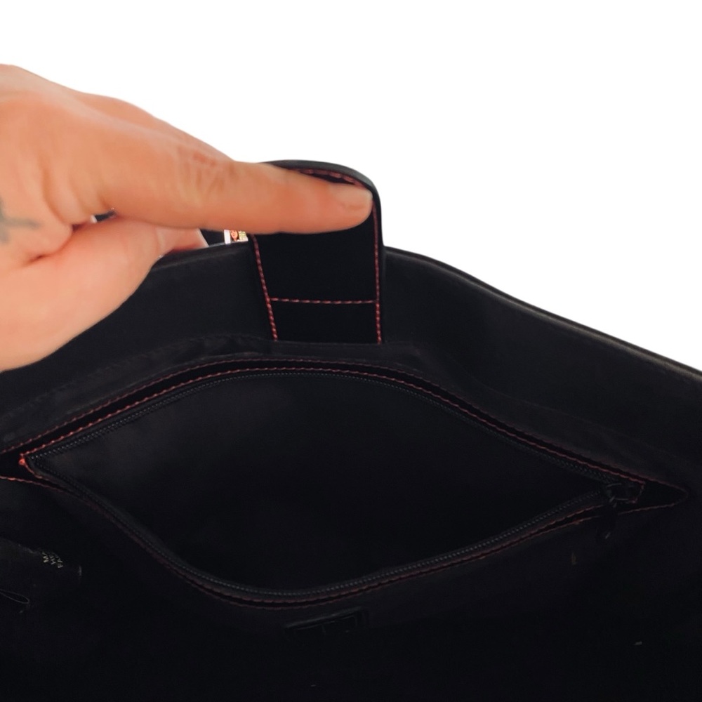 Diane Von Furstenberg X Badanco Luggage Large Black Canvas Patent Leather‎ Tote - Picture 9 of 15